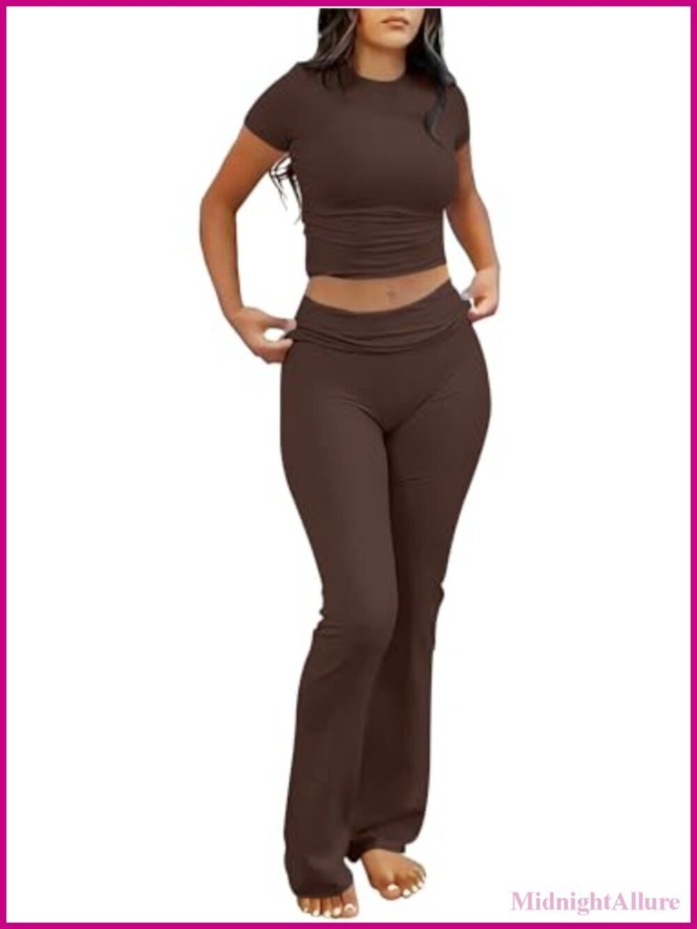 2 Piece Lounge Set with Crop Top & Flare Leggings, Yoga Outfit